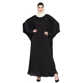 Premium butterfly Kaftan with patch work- Black
